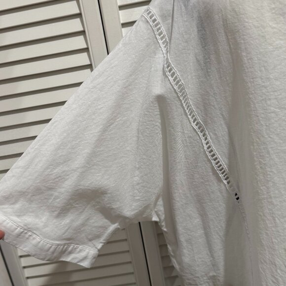 Chico’s White Sheer Embroidered Tunic Blouse Size 3 (16/18) Tassel Tie Beach Cov - Picture 7 of 9